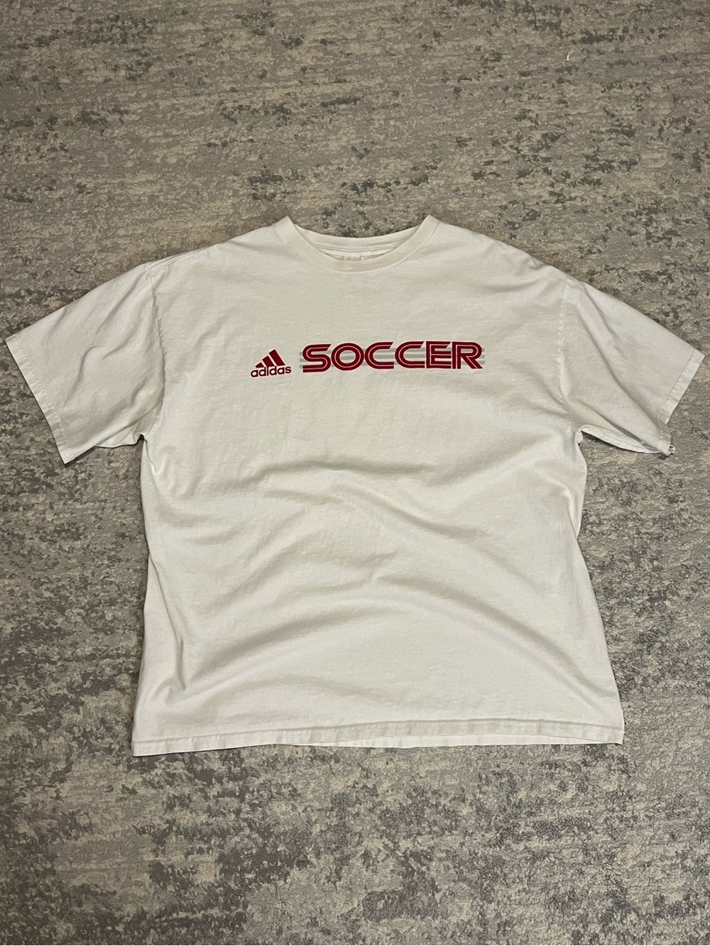 adidas White Tee with Red SOCCER Logo